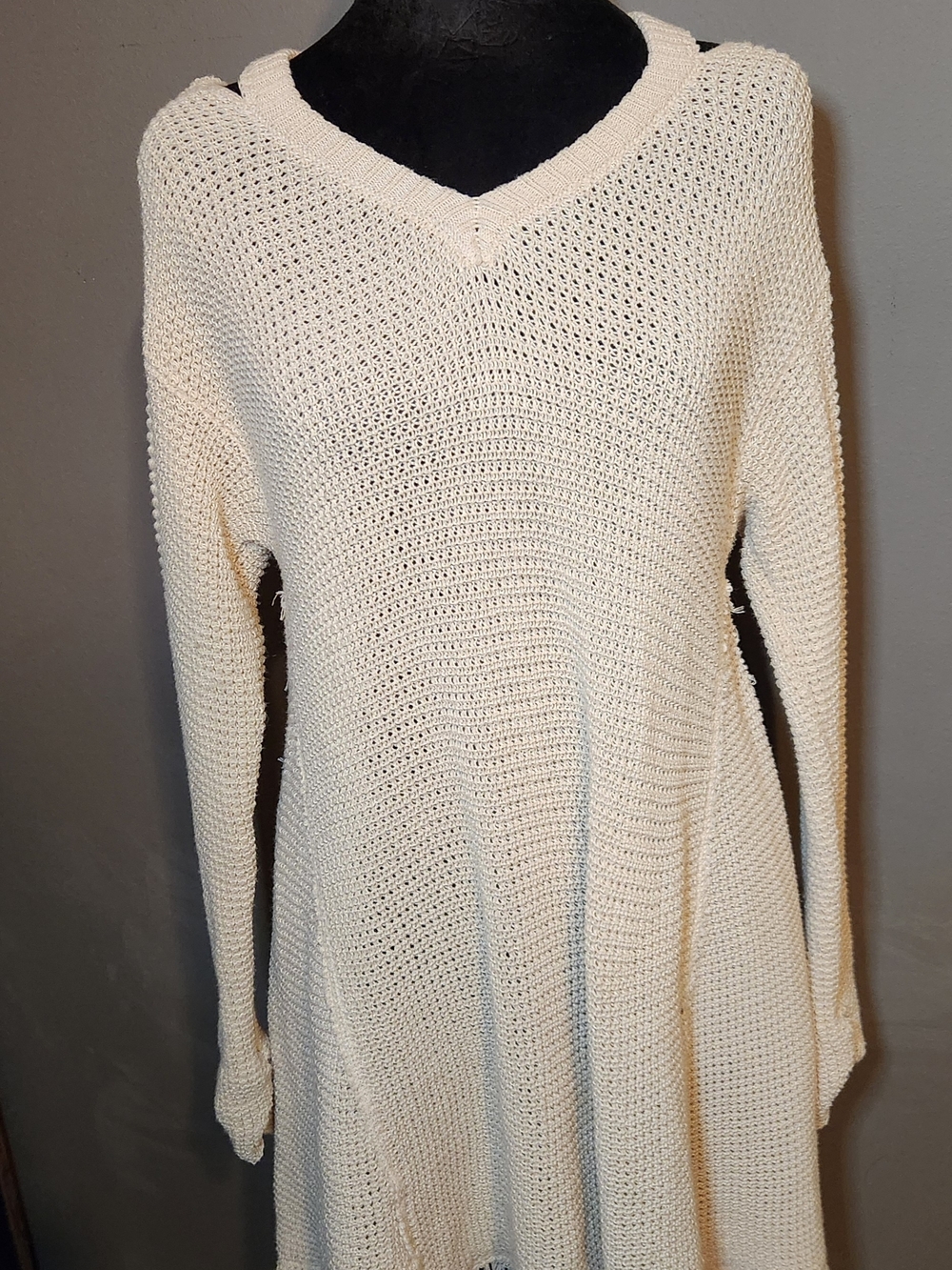 Free Citizen Cream Knit V-Neck Sweater Dress